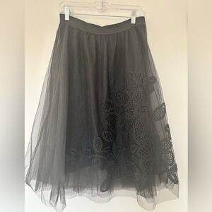 Maeve Black Floral Midi Skirt